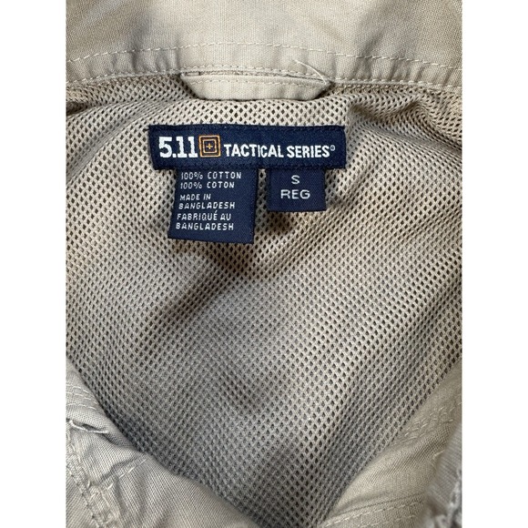 5.11 Tactical Series Shirt Mens Large Khaki Vented Canvas Long Sleeve Button Up - Picture 2 of 7